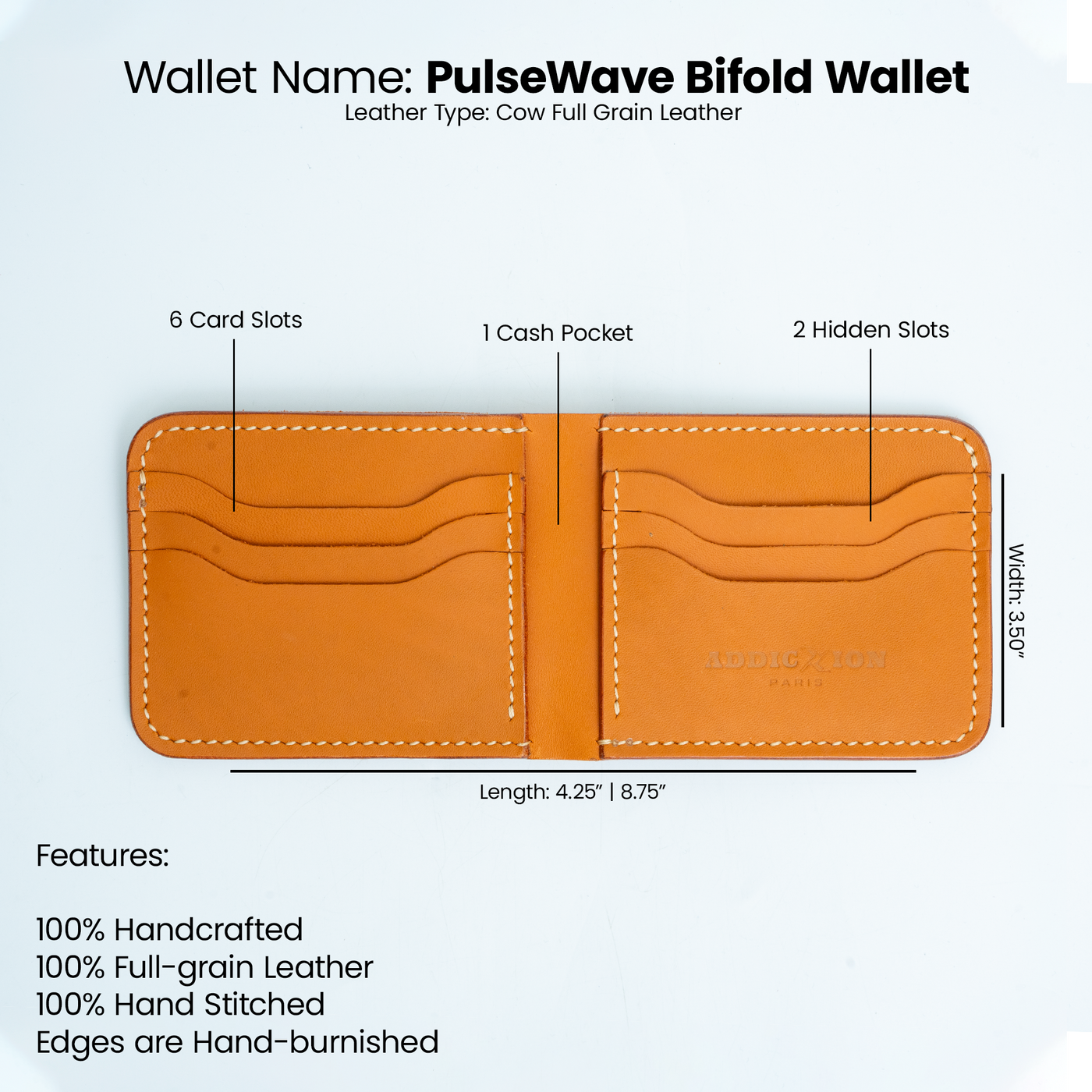 Premium Pulse Wave Bifold Wallet: Orange