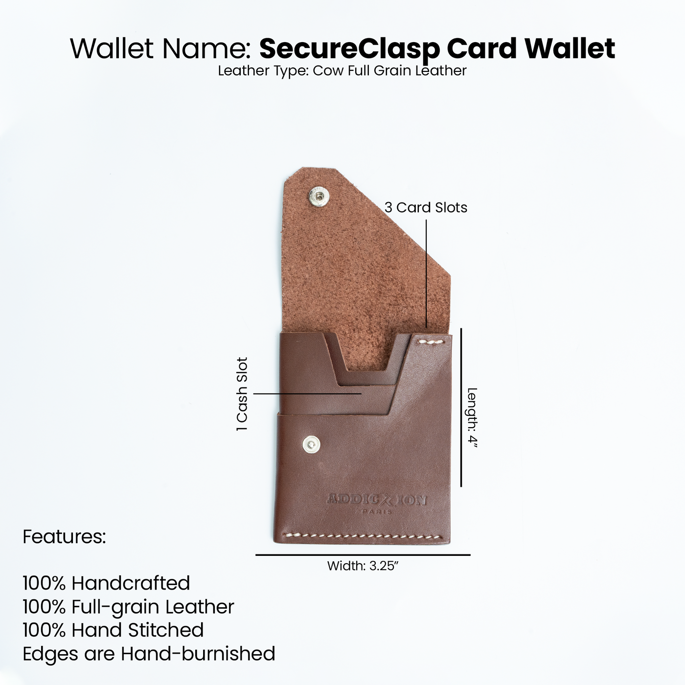 Secure Clasp Card Wallet: Brown