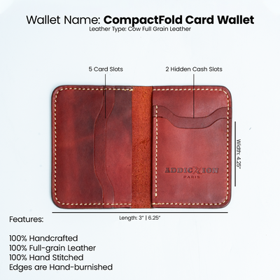 Leather Compact Fold Card Wallet: Maroon | Two-Tone Shade