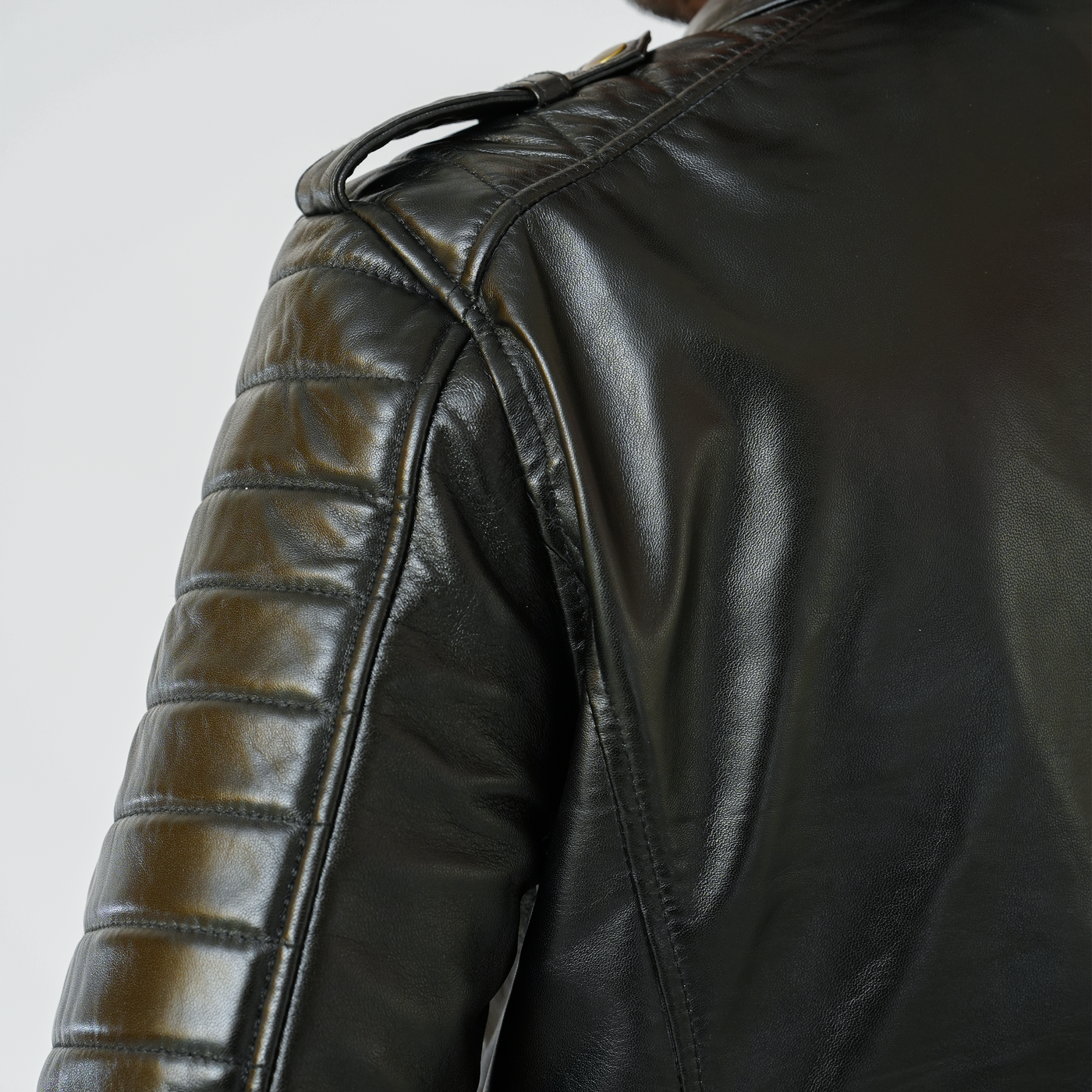 Men Black Leather Jacket: SHEEP NAPPA