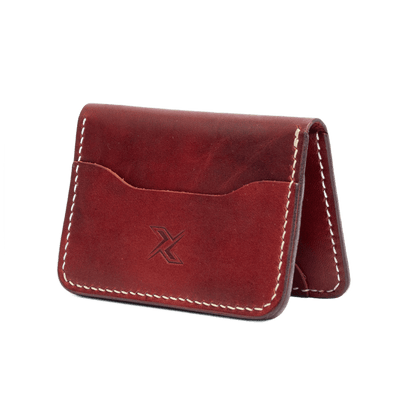 Leather Compact Fold Card Wallet: Maroon | Two-Tone Shade