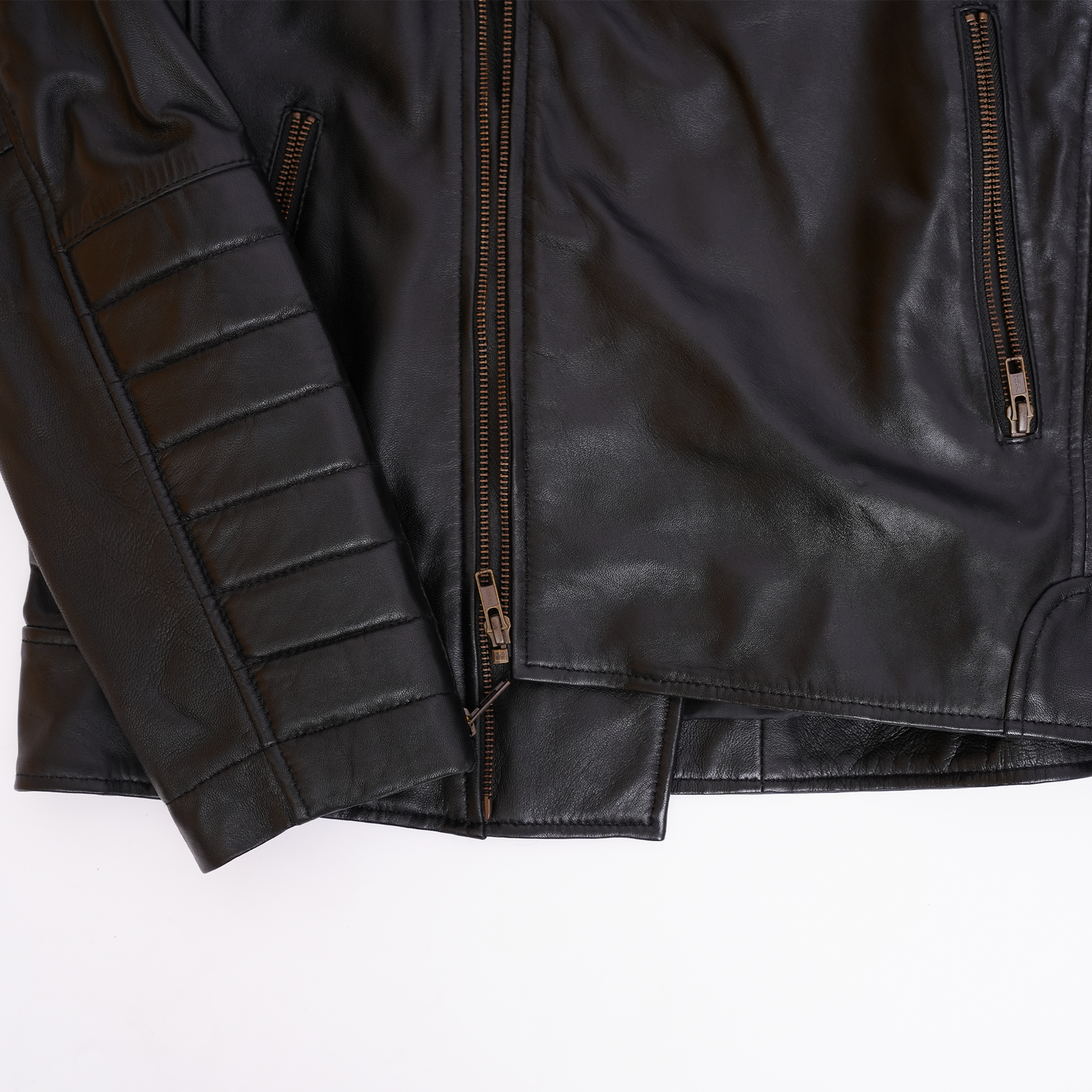 Men Black Leather Jacket: SHEEP NAPPA