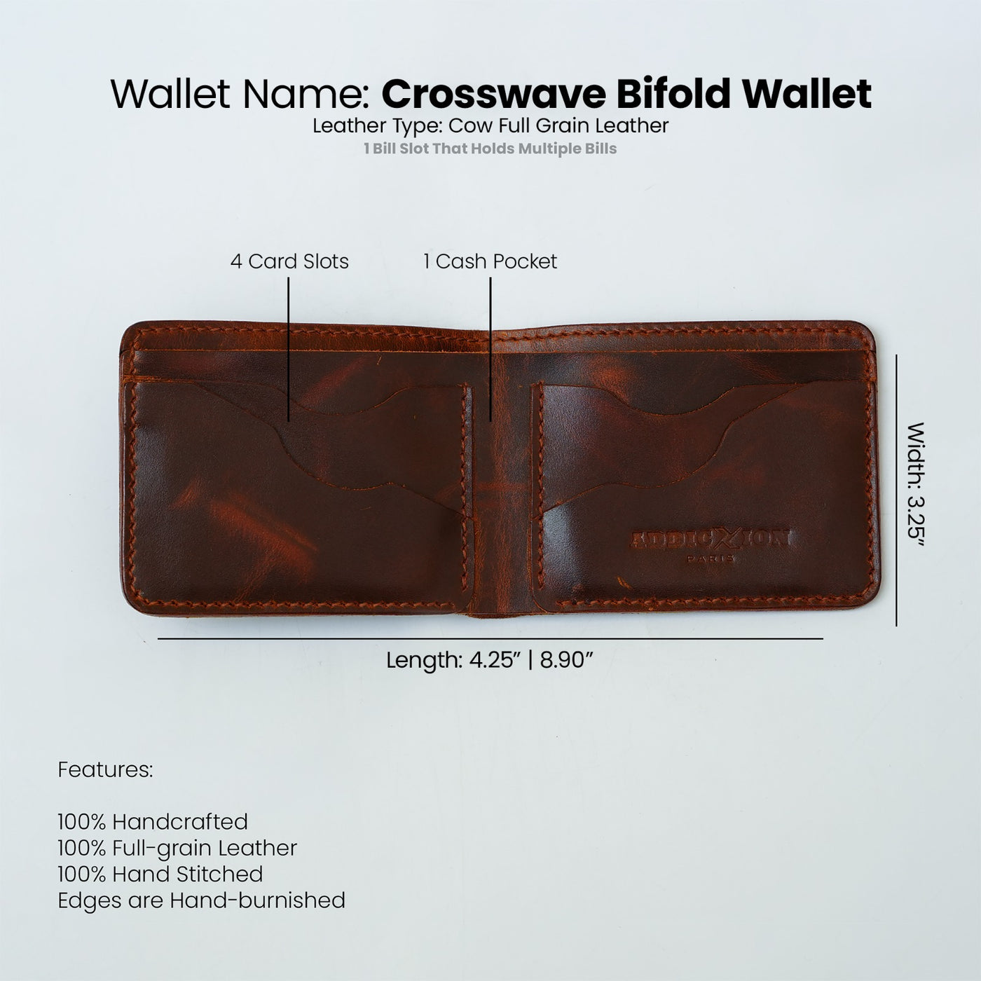 Sleek Bifold Wallet: Dark Brown | Two Tone Shade